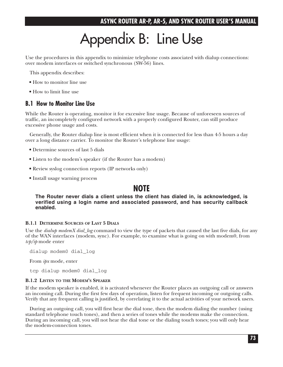 Appendix b: line use, B.1 how to monitor line use | Black Box LRA005A-R2 User Manual | Page 73 / 275