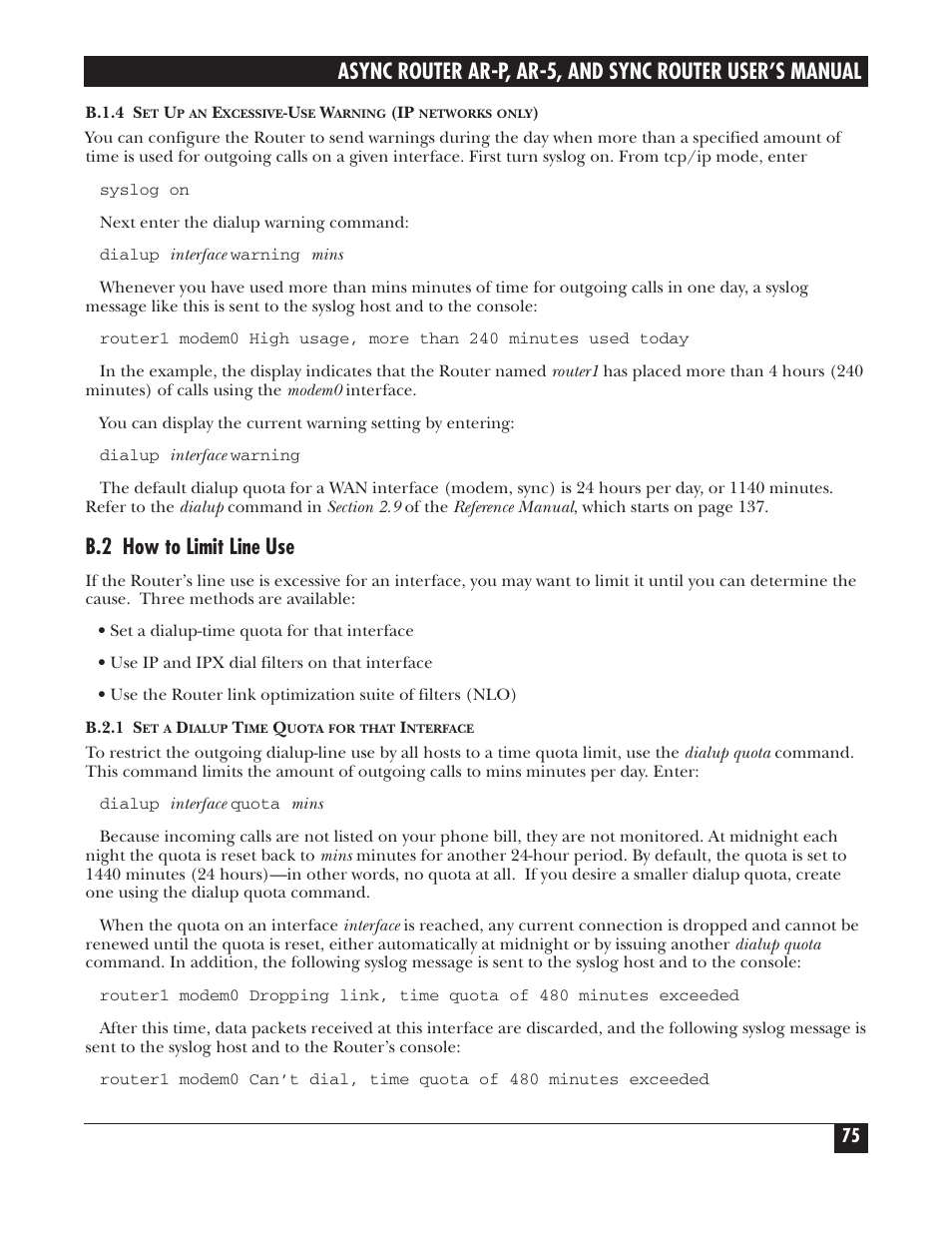 B.2 how to limit line use | Black Box LRA005A-R2 User Manual | Page 75 / 275