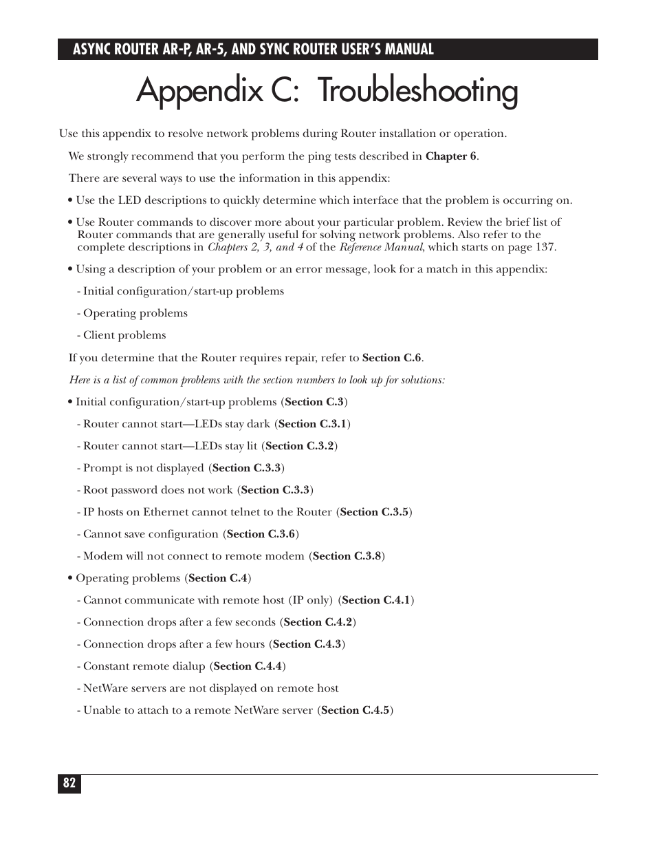 Appendix c: troubleshooting | Black Box LRA005A-R2 User Manual | Page 82 / 275