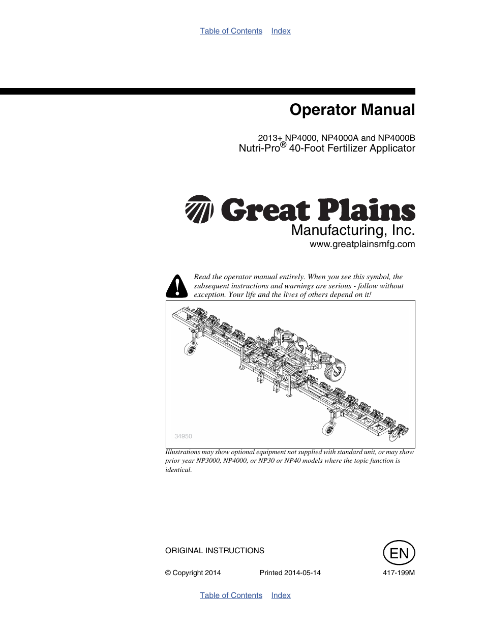 Great Plains NP4000B Operator Manual User Manual | 200 pages