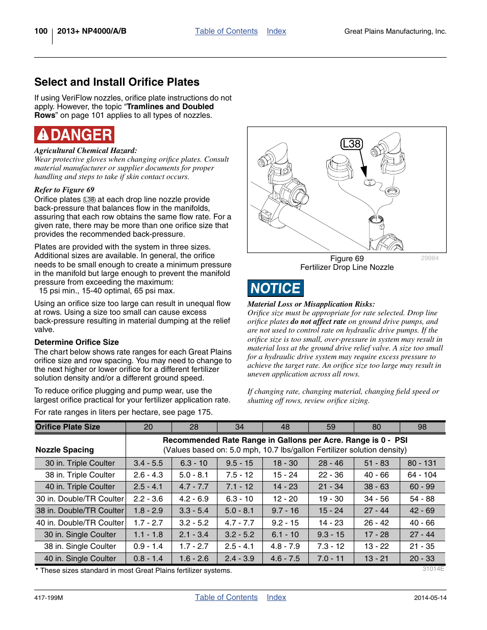 Select and install orifice plates, Determine orifice size | Great Plains NP4000B Operator Manual User Manual | Page 104 / 200