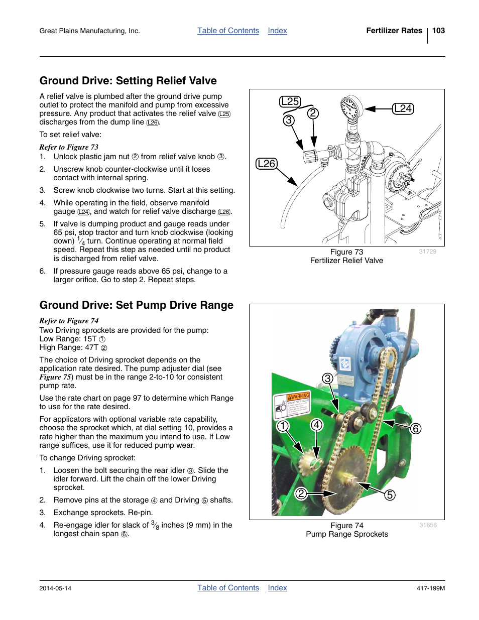 Ground drive: setting relief valve, Ground drive: set pump drive range | Great Plains NP4000B Operator Manual User Manual | Page 107 / 200