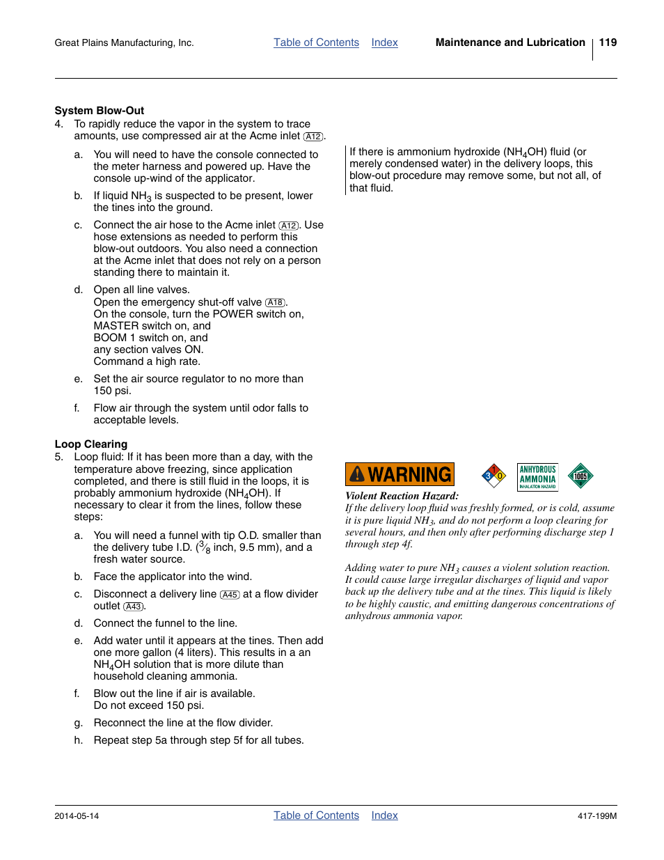 System blow-out, Loop clearing, System blow-out loop clearing | Great Plains NP4000B Operator Manual User Manual | Page 123 / 200