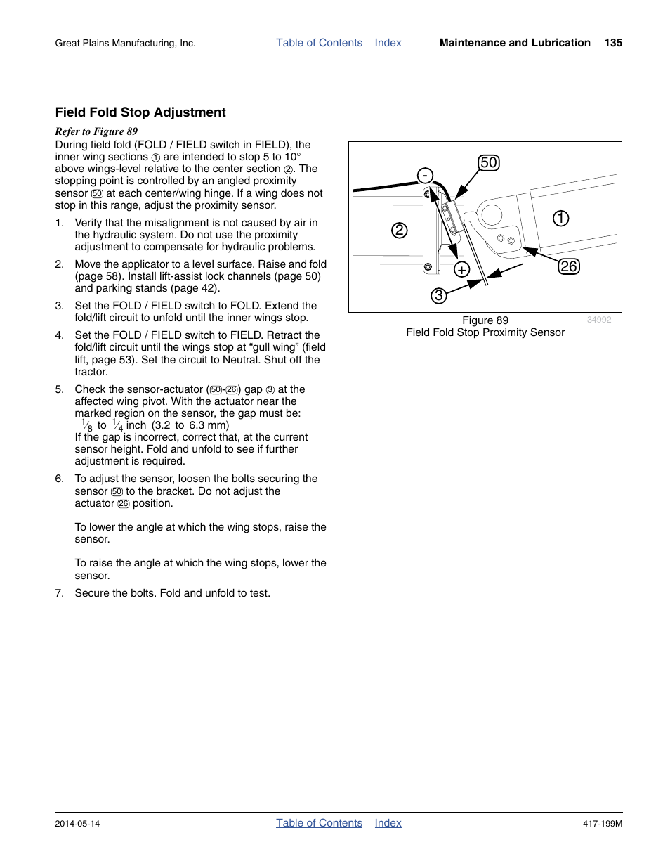 Field fold stop adjustment | Great Plains NP4000B Operator Manual User Manual | Page 139 / 200