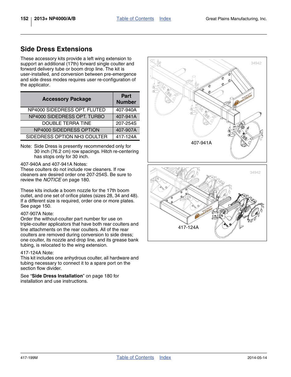 Side dress extensions | Great Plains NP4000B Operator Manual User Manual | Page 156 / 200