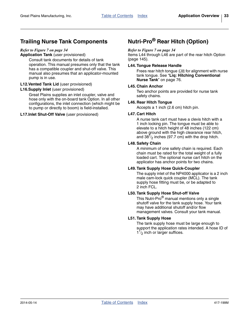 Trailing nurse tank components, Nutri-pro® rear hitch (option), Trailing nurse tank components nutri-pro | Nutri-pro, Rear hitch (option) | Great Plains NP4000B Operator Manual User Manual | Page 37 / 200