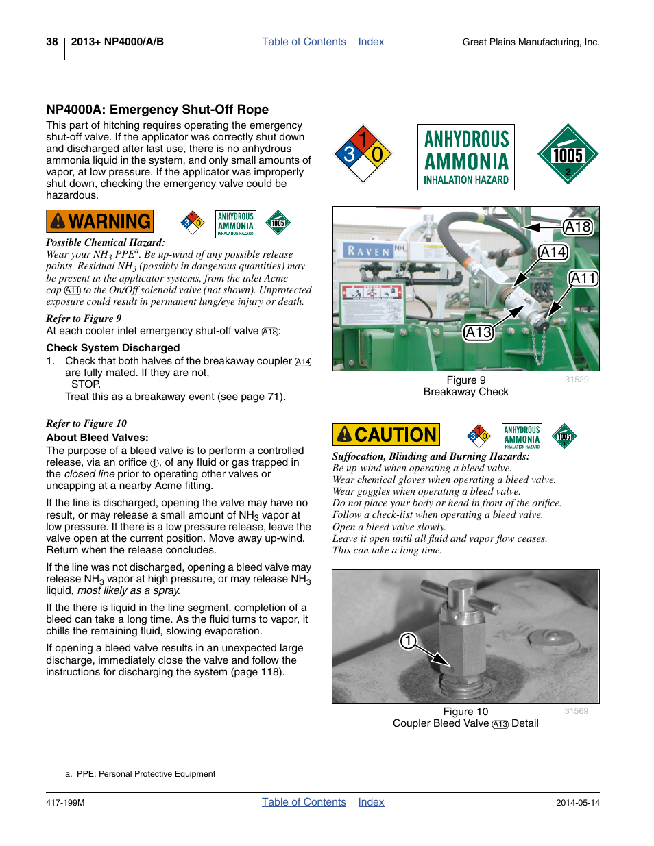 Np4000a: emergency shut-off rope, Check system discharged, About bleed valves | Great Plains NP4000B Operator Manual User Manual | Page 42 / 200