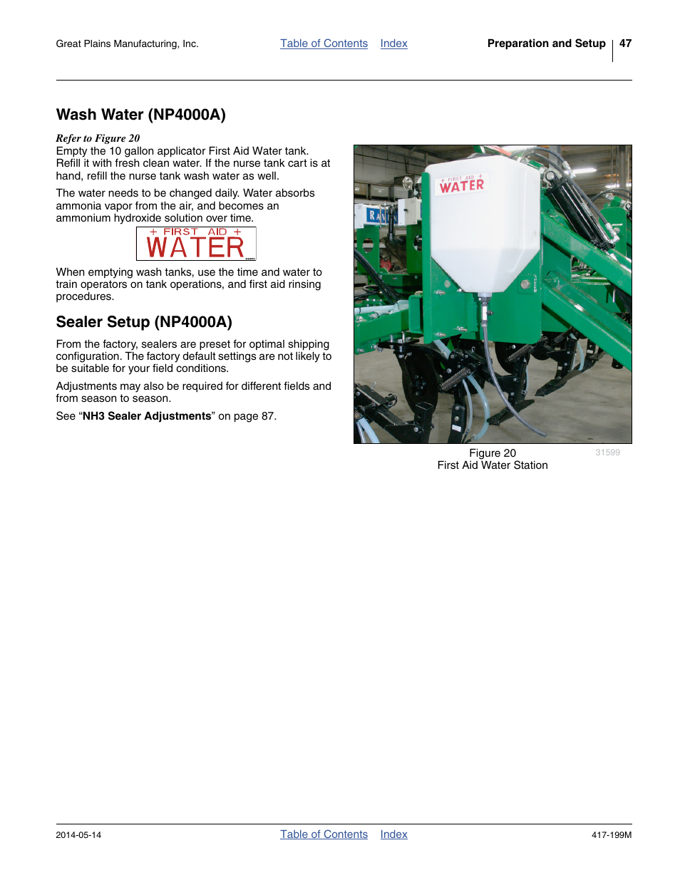 Wash water (np4000a), Sealer setup (np4000a), Wash water (np4000a) sealer setup (np4000a) | Great Plains NP4000B Operator Manual User Manual | Page 51 / 200