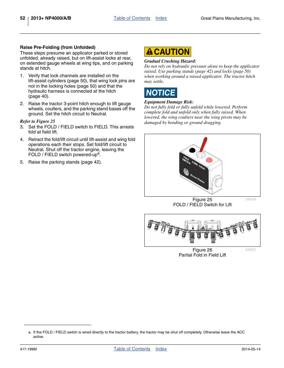 Raise pre-folding (from unfolded) | Great Plains NP4000B Operator Manual User Manual | Page 56 / 200