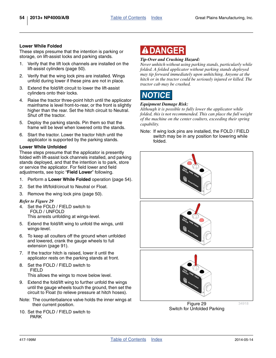 Lower while folded, Lower while unfolded, Lower while folded lower while unfolded | Great Plains NP4000B Operator Manual User Manual | Page 58 / 200