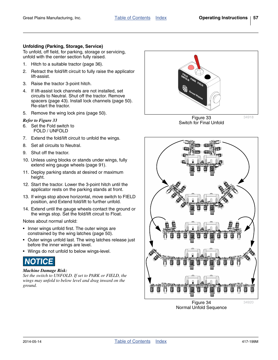Unfolding (parking, storage, service) | Great Plains NP4000B Operator Manual User Manual | Page 61 / 200