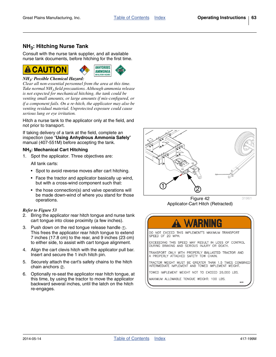 Nh3: hitching nurse tank, Nh3: mechanical cart hitching | Great Plains NP4000B Operator Manual User Manual | Page 67 / 200
