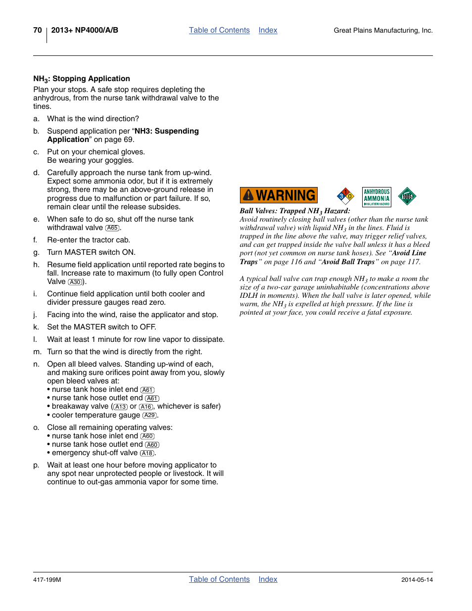 Nh3: stopping application | Great Plains NP4000B Operator Manual User Manual | Page 74 / 200