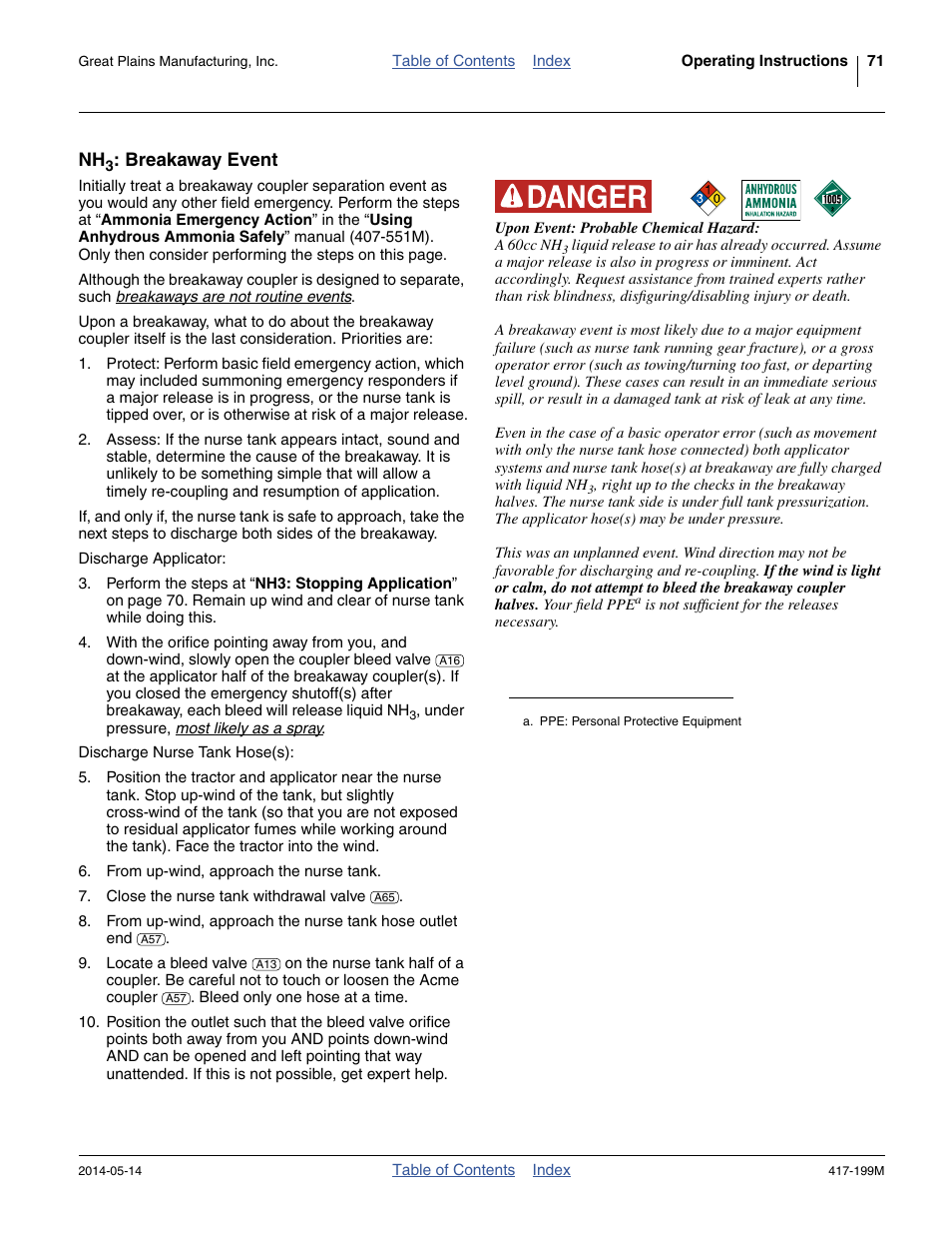 Nh3: breakaway event, Breakaway event | Great Plains NP4000B Operator Manual User Manual | Page 75 / 200