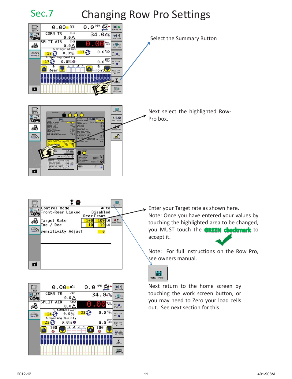 Changing row pro settings, Sec.7 | Great Plains DICKEY-john AI-100 User Manual | Page 11 / 14