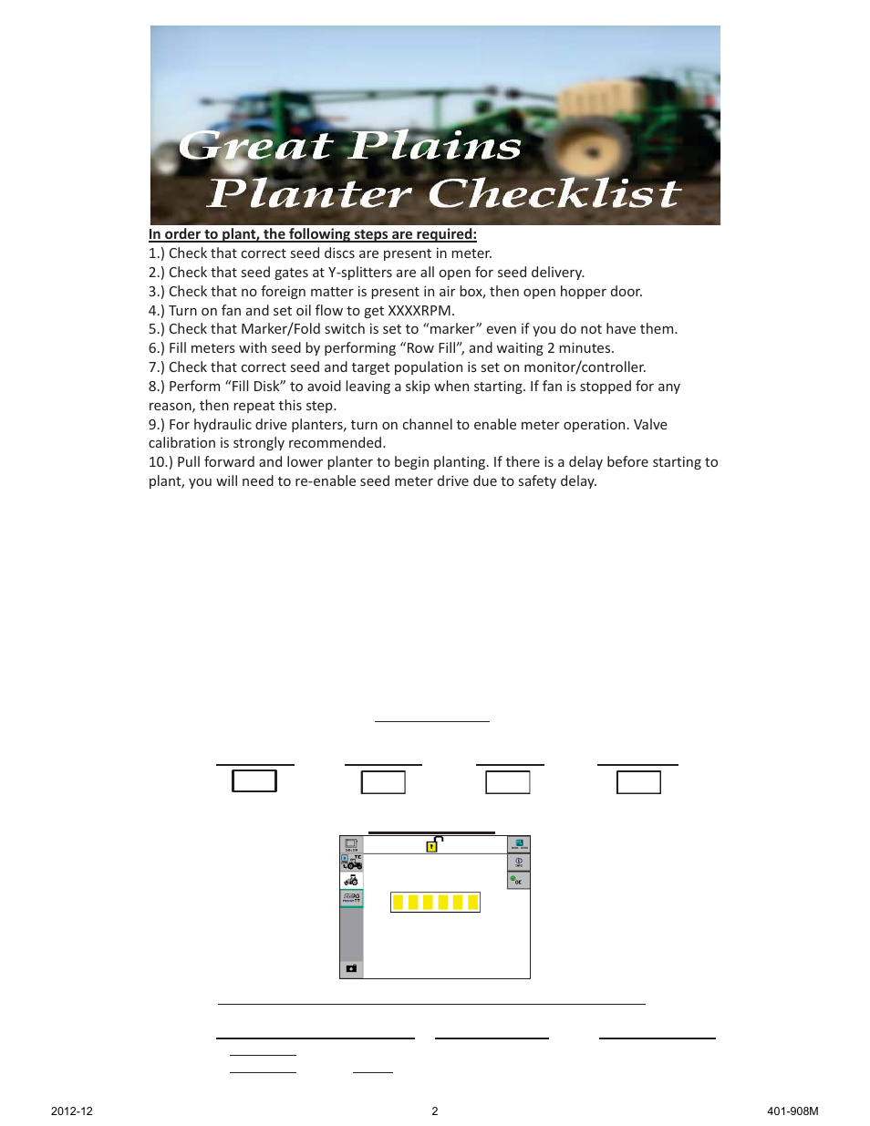 Yield-pro® planter, Model # ____________ serial | Great Plains DICKEY-john AI-100 User Manual | Page 2 / 14