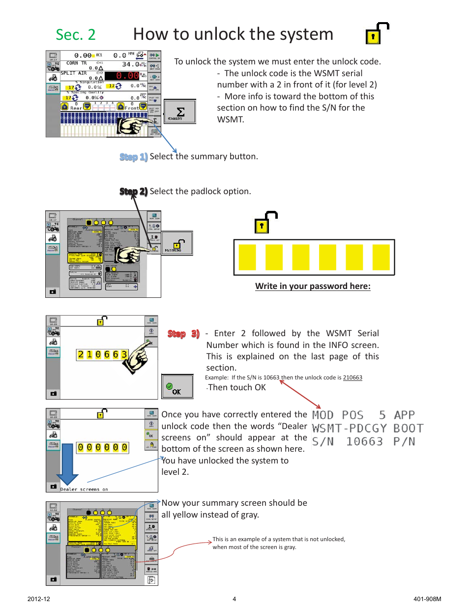 How to unlock the system, Sec. 2 | Great Plains DICKEY-john AI-100 User Manual | Page 4 / 14