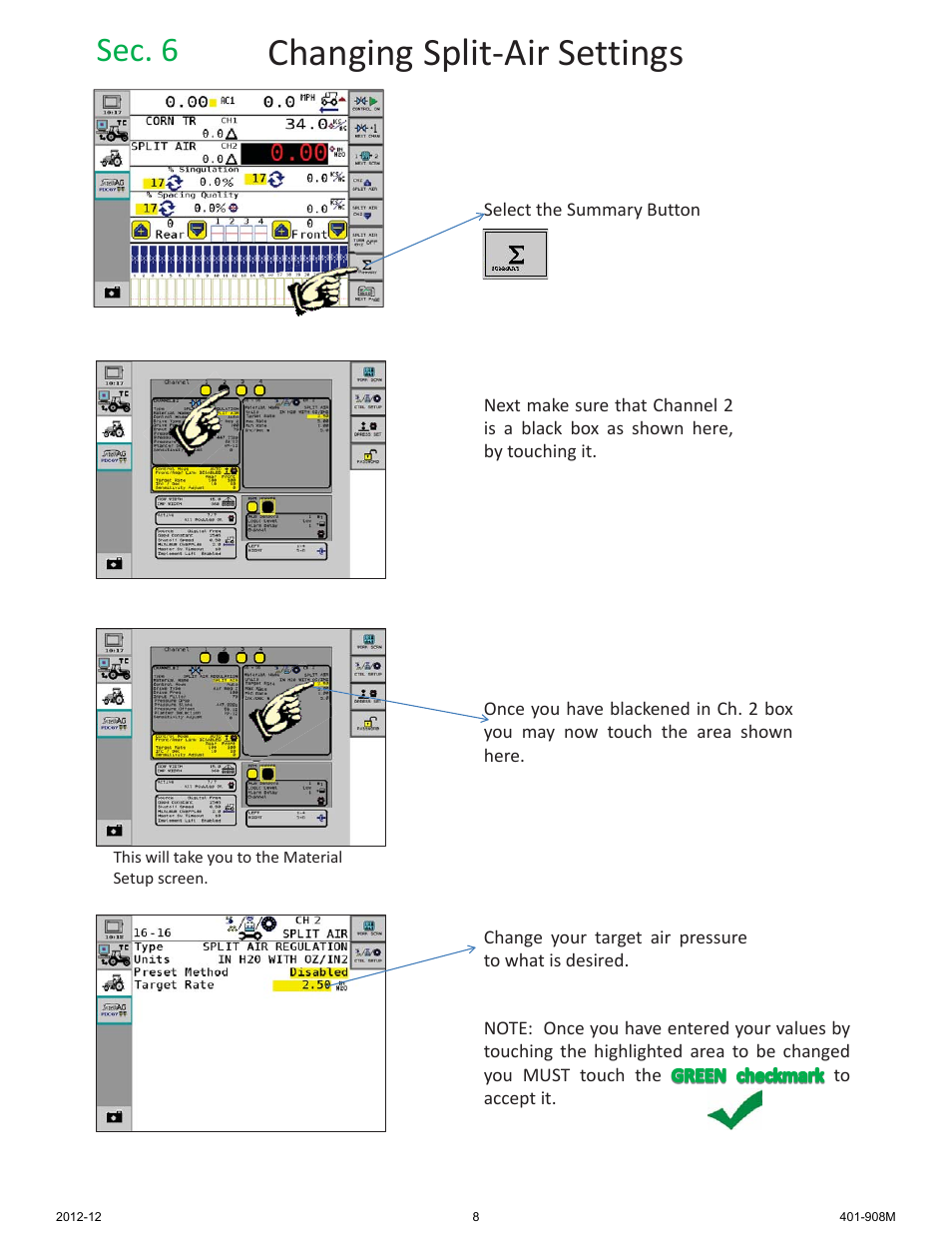 Changing split-air settings, Sec. 6 | Great Plains DICKEY-john AI-100 User Manual | Page 8 / 14