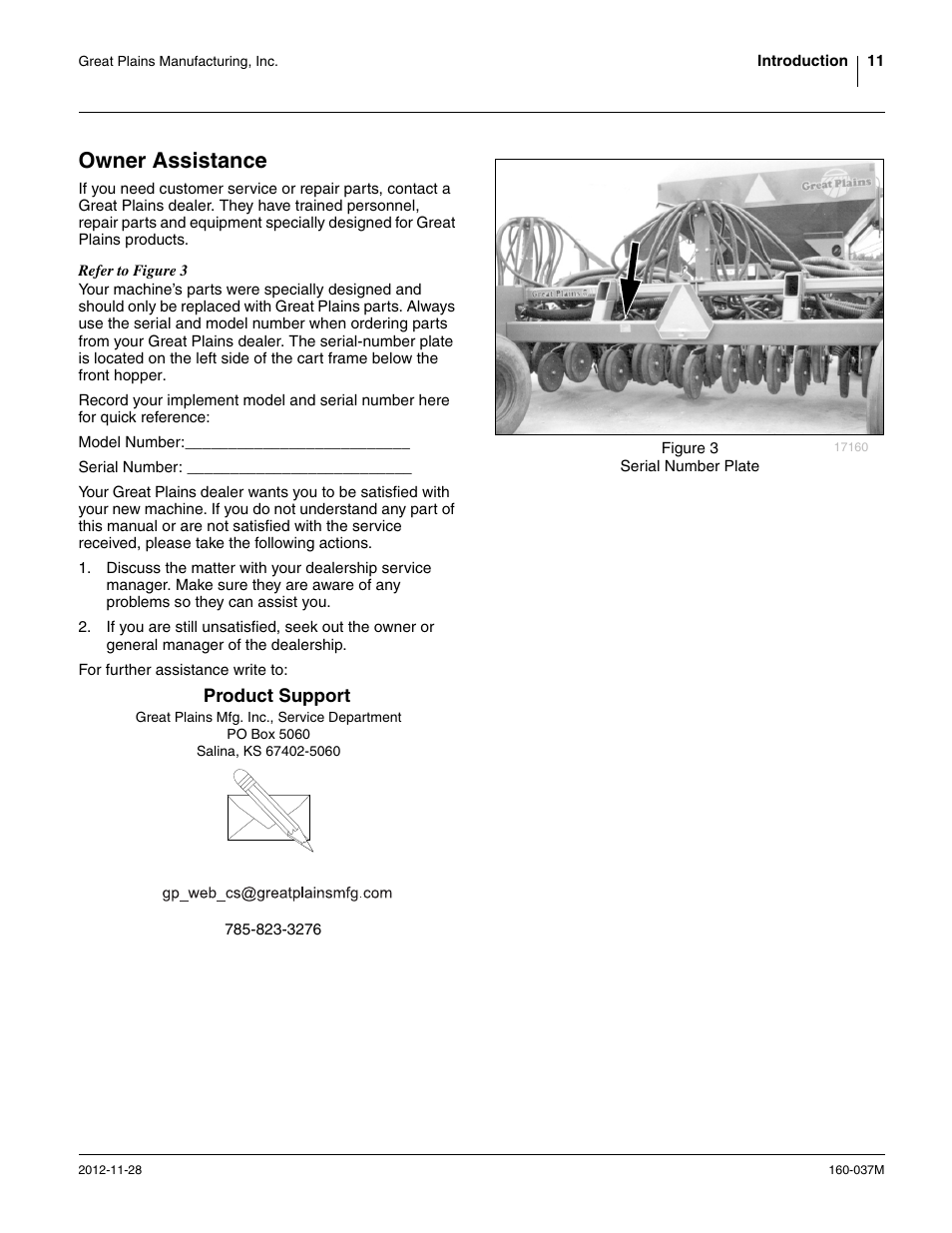 Owner assistance | Great Plains CTA4000 HD Operator Manual User Manual | Page 15 / 74