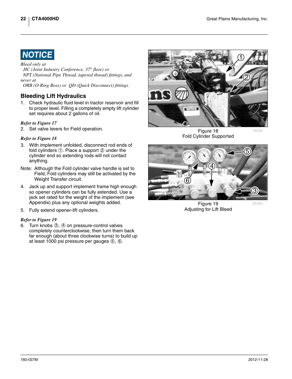 Bleeding lift hydraulics | Great Plains CTA4000 HD Operator Manual User Manual | Page 26 / 74