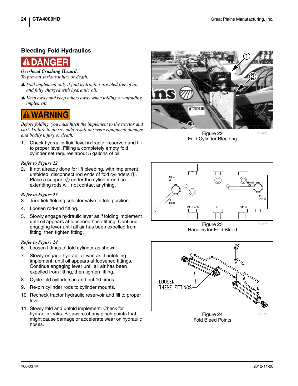 Bleeding fold hydraulics | Great Plains CTA4000 HD Operator Manual User Manual | Page 28 / 74