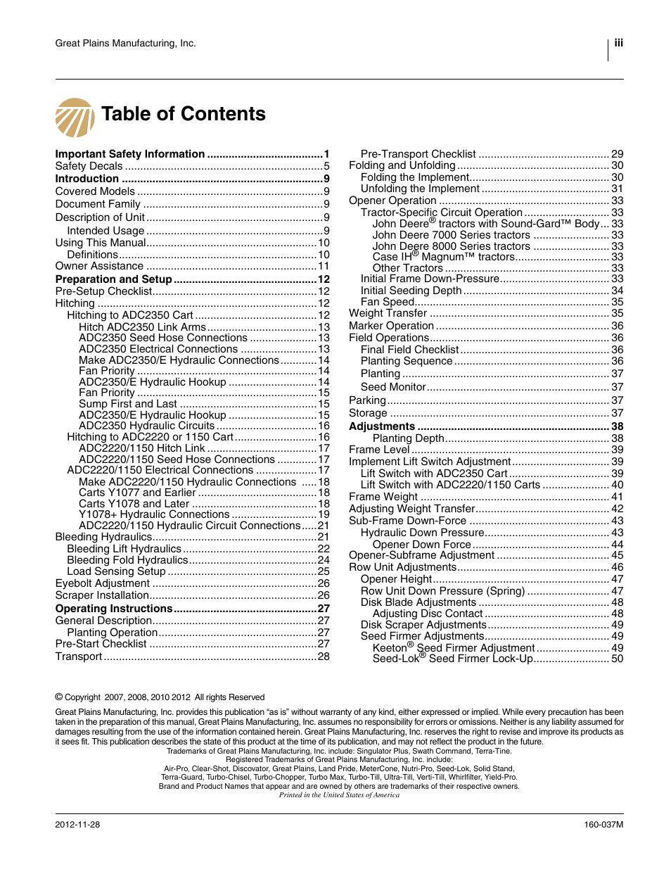 Great Plains CTA4000 HD Operator Manual User Manual | Page 3 / 74