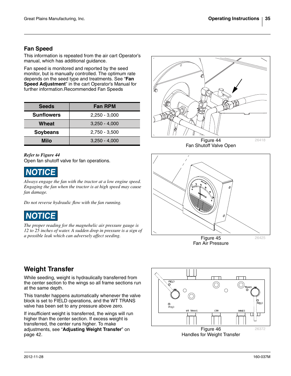 Fan speed, Weight transfer | Great Plains CTA4000 HD Operator Manual User Manual | Page 39 / 74
