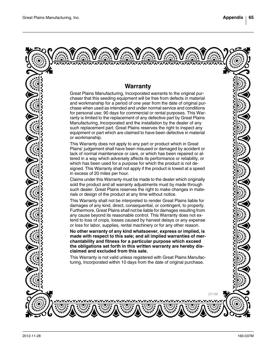 Warranty | Great Plains CTA4000 HD Operator Manual User Manual | Page 69 / 74