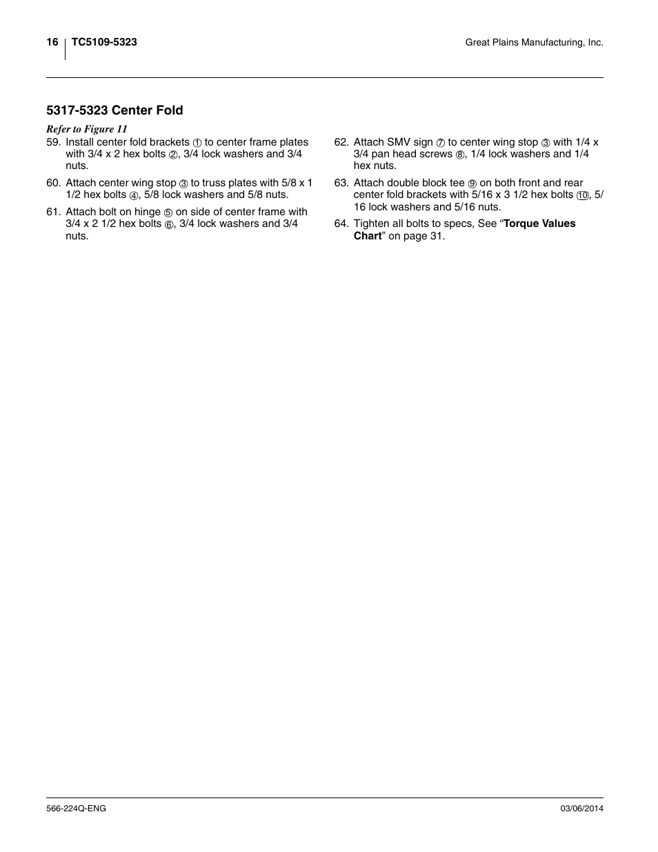 5317-5323 center fold | Great Plains TC5319 (S/N A1420X+) Assembly Manual User Manual | Page 20 / 78