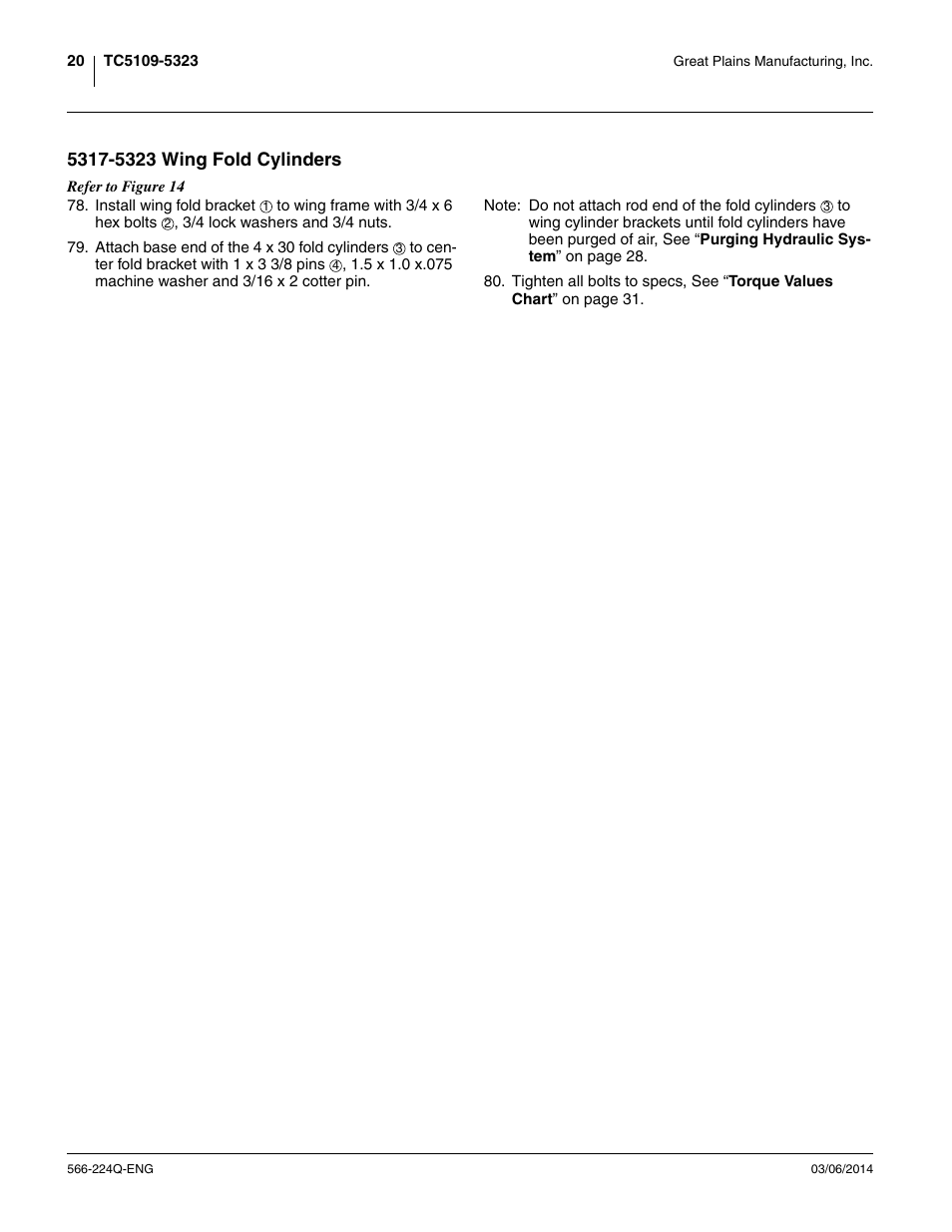 5317-5323 wing fold cylinders | Great Plains TC5319 (S/N A1420X+) Assembly Manual User Manual | Page 24 / 78