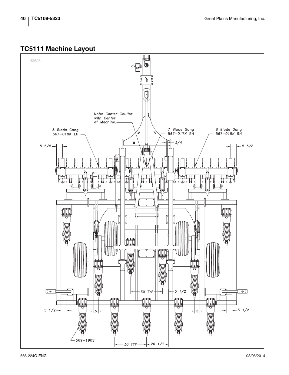 Tc5111 machine layout | Great Plains TC5319 (S/N A1420X+) Assembly Manual User Manual | Page 44 / 78