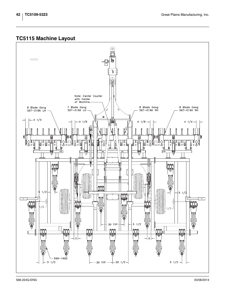 Tc5115 machine layout | Great Plains TC5319 (S/N A1420X+) Assembly Manual User Manual | Page 46 / 78