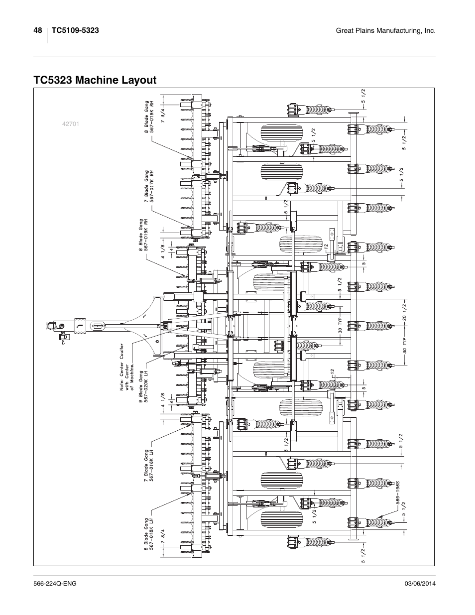 Tc5323 machine layout | Great Plains TC5319 (S/N A1420X+) Assembly Manual User Manual | Page 52 / 78