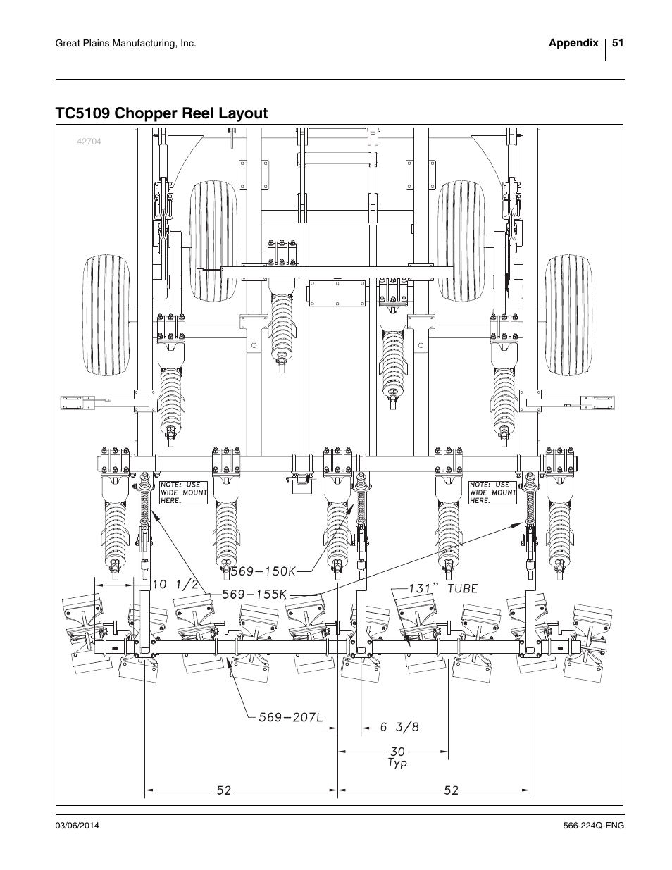 Tc5109 chopper reel layout | Great Plains TC5319 (S/N A1420X+) Assembly Manual User Manual | Page 55 / 78