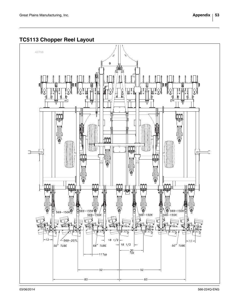 Tc5113 chopper reel layout | Great Plains TC5319 (S/N A1420X+) Assembly Manual User Manual | Page 57 / 78