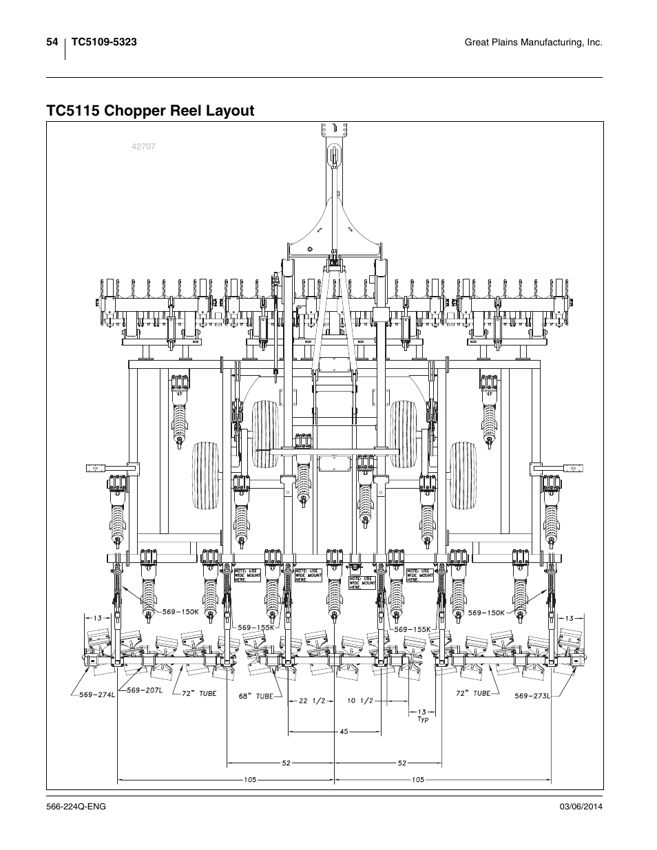 Tc5115 chopper reel layout | Great Plains TC5319 (S/N A1420X+) Assembly Manual User Manual | Page 58 / 78