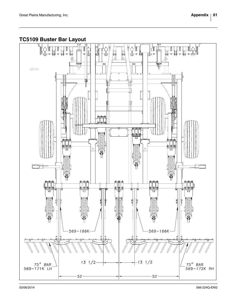 Tc5109 buster bar layout | Great Plains TC5319 (S/N A1420X+) Assembly Manual User Manual | Page 65 / 78