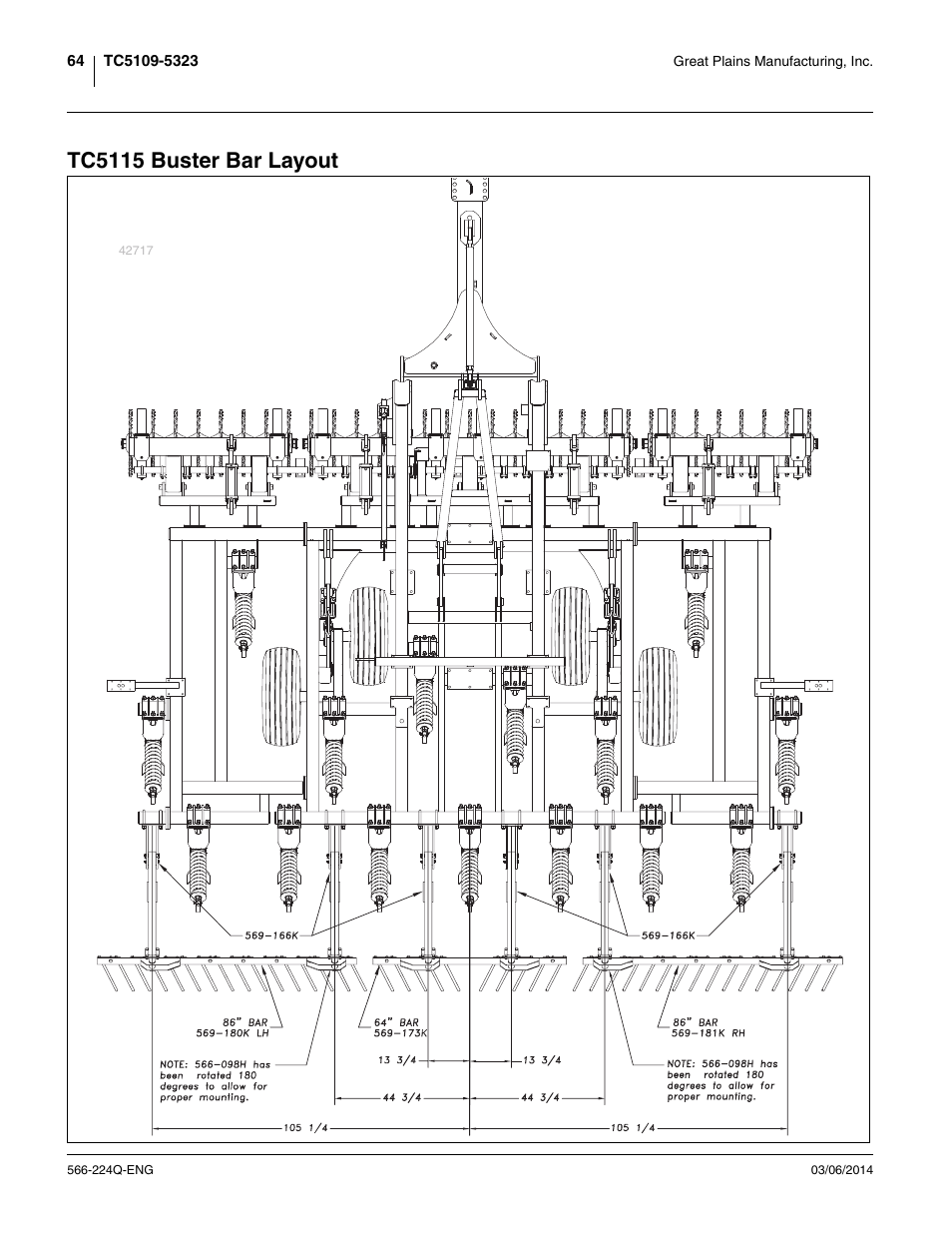 Tc5115 buster bar layout | Great Plains TC5319 (S/N A1420X+) Assembly Manual User Manual | Page 68 / 78