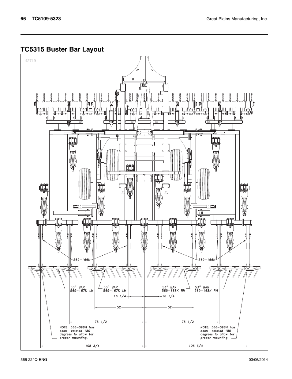 Tc5315 buster bar layout | Great Plains TC5319 (S/N A1420X+) Assembly Manual User Manual | Page 70 / 78