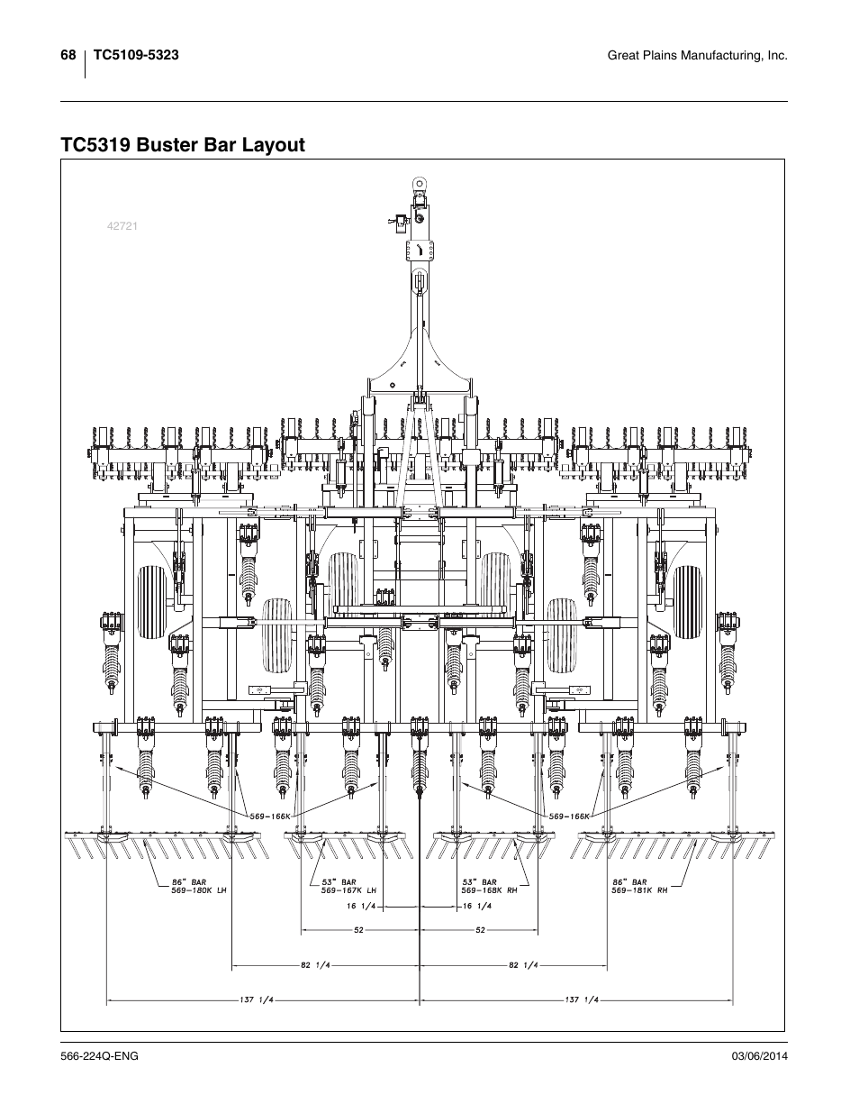 Tc5319 buster bar layout | Great Plains TC5319 (S/N A1420X+) Assembly Manual User Manual | Page 72 / 78