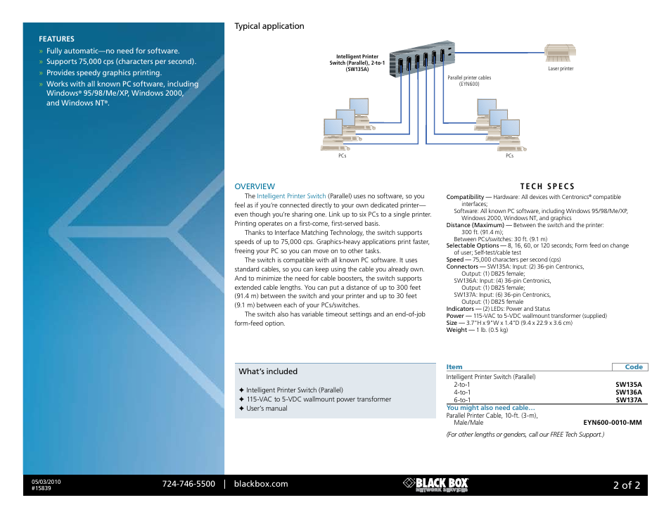 Black box, 2 of 2, Diagram format rule size: 0.018 | Black Box 15839 User Manual | Page 2 / 2