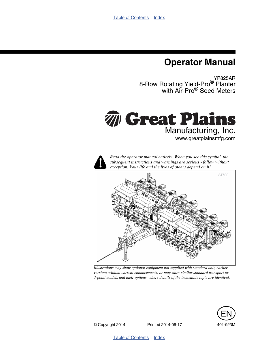 Great Plains YP825AR Operator Manual User Manual | 166 pages