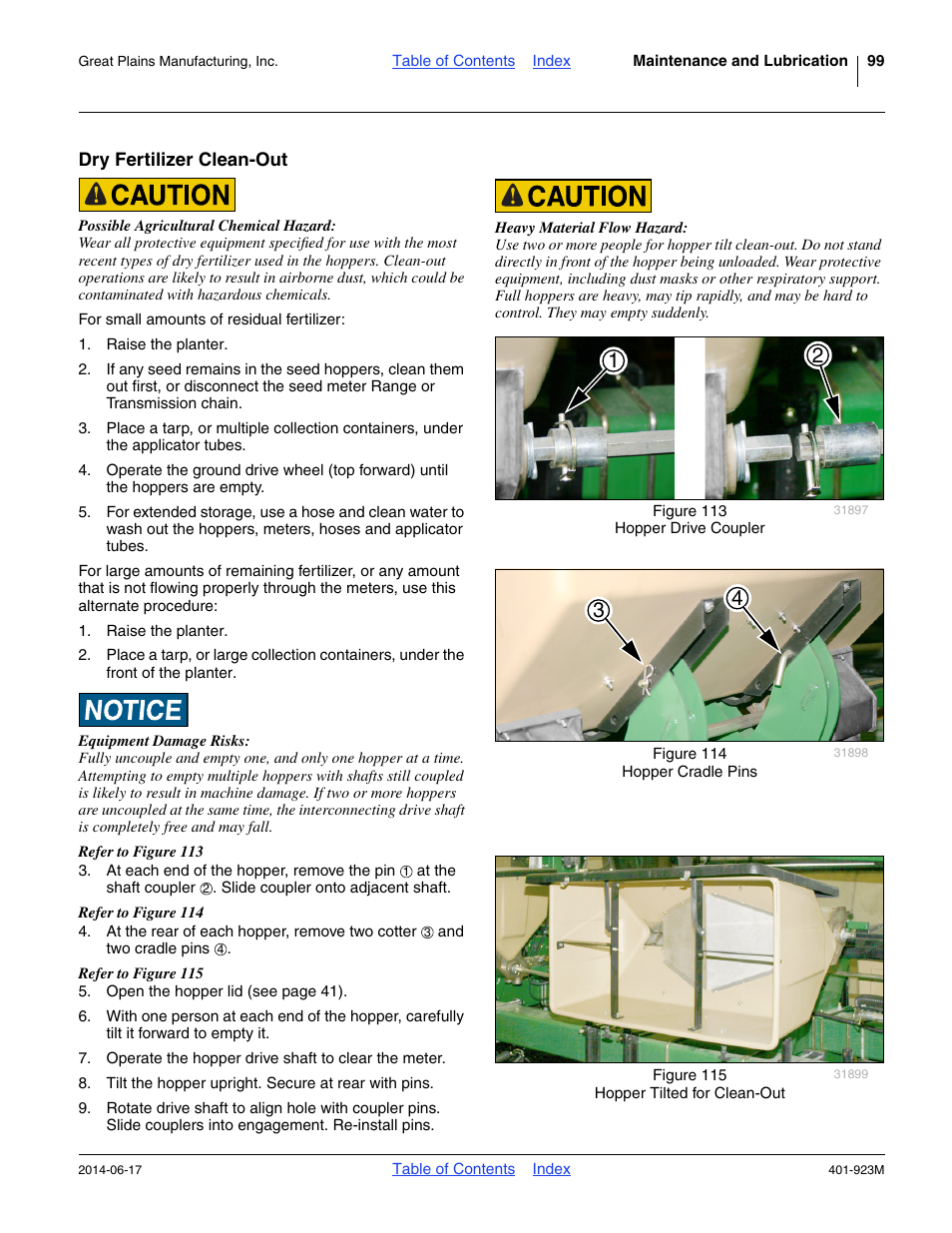 Dry fertilizer clean-out | Great Plains YP825AR Operator Manual User Manual | Page 103 / 166