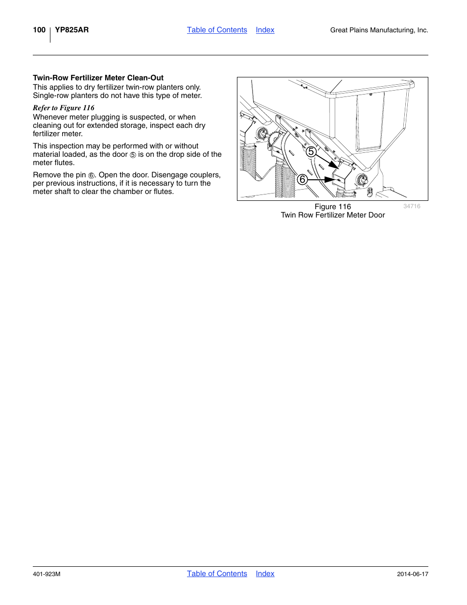 Twin-row fertilizer meter clean-out | Great Plains YP825AR Operator Manual User Manual | Page 104 / 166