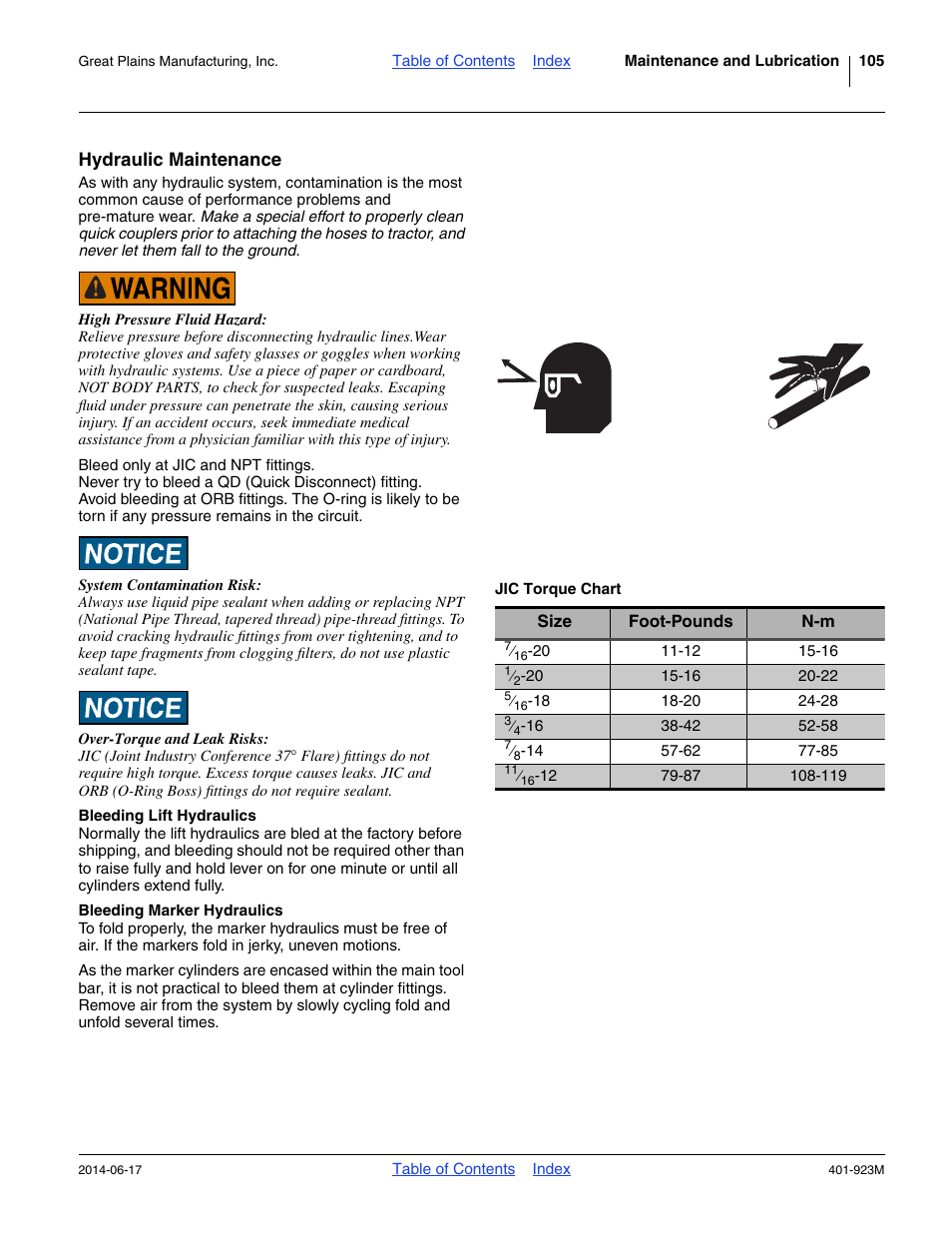 Hydraulic maintenance, Bleeding lift hydraulics, Bleeding marker hydraulics | Great Plains YP825AR Operator Manual User Manual | Page 109 / 166