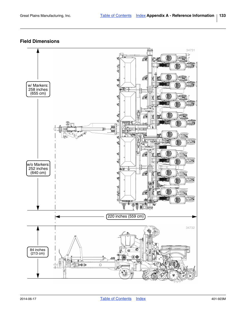 Field dimensions | Great Plains YP825AR Operator Manual User Manual | Page 137 / 166