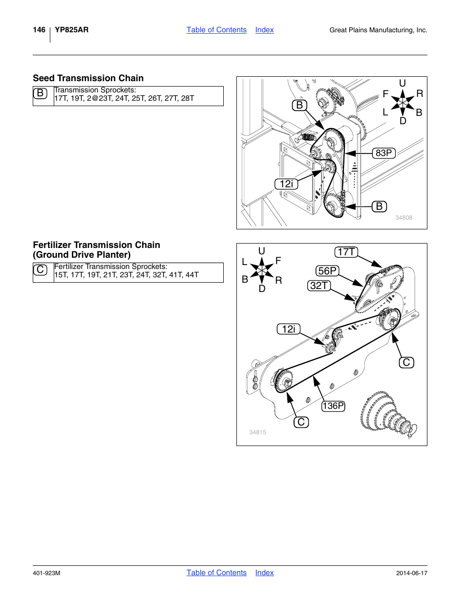 Seed transmission chain | Great Plains YP825AR Operator Manual User Manual | Page 150 / 166