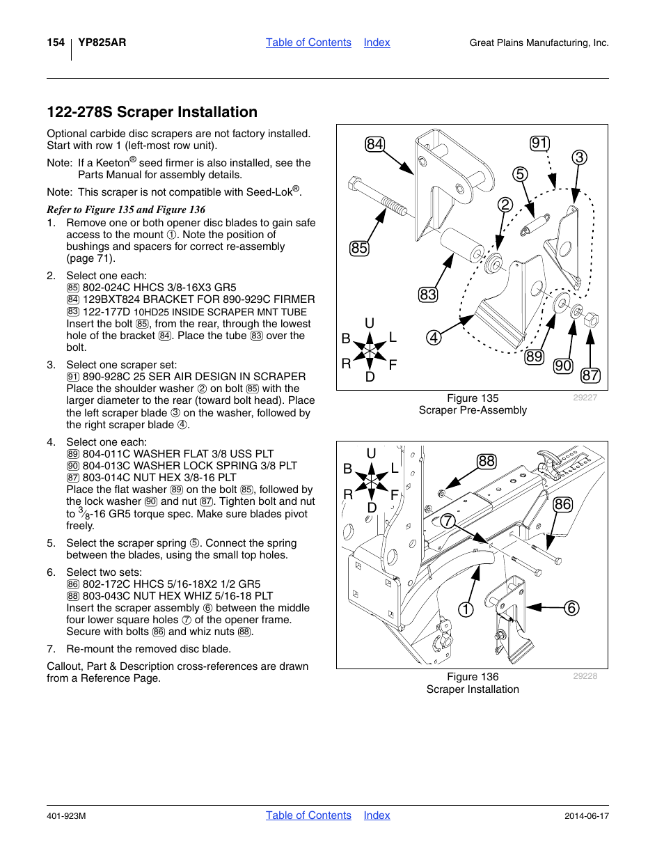 278s scraper installation | Great Plains YP825AR Operator Manual User Manual | Page 158 / 166