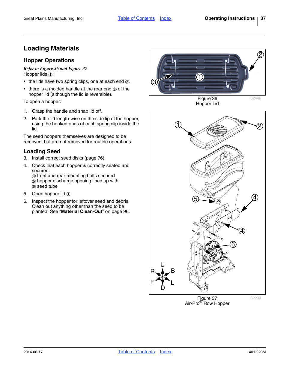 Loading materials, Hopper operations, Loading seed | Hopper operations loading seed | Great Plains YP825AR Operator Manual User Manual | Page 41 / 166