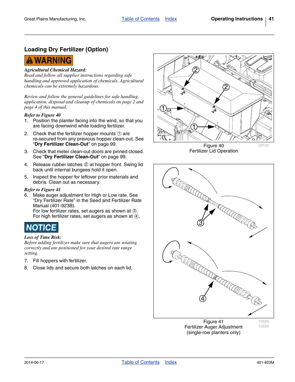 Loading dry fertilizer (option) | Great Plains YP825AR Operator Manual User Manual | Page 45 / 166
